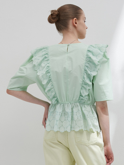 Lace ruffle top - Mint