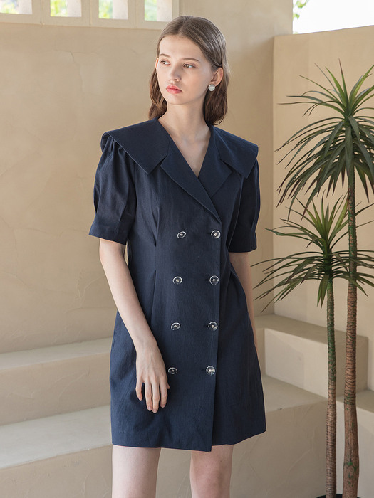 Sailor Collar Half  Dress Navy