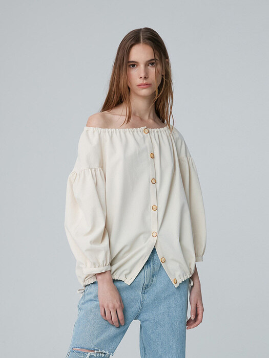 Blouse Blouson Half S Light Beige