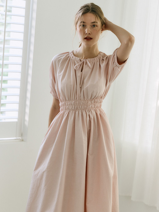 BALLOON SUMMER LONG DRESS [Light Pink]