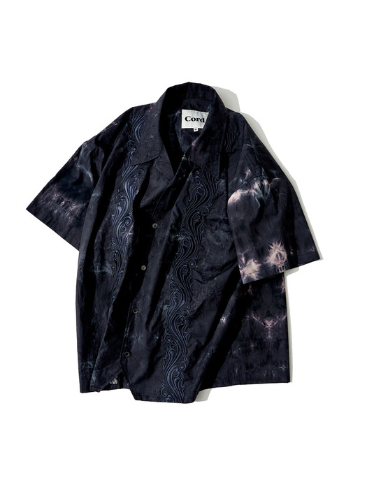 WAVE EMBROIDERY OPEN COLLAR SHIRT_TIE-DYE NV