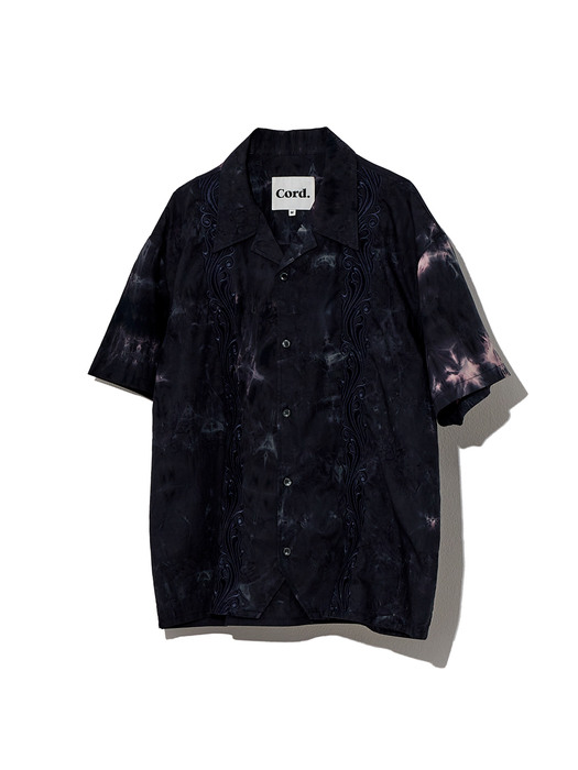 WAVE EMBROIDERY OPEN COLLAR SHIRT_TIE-DYE NV