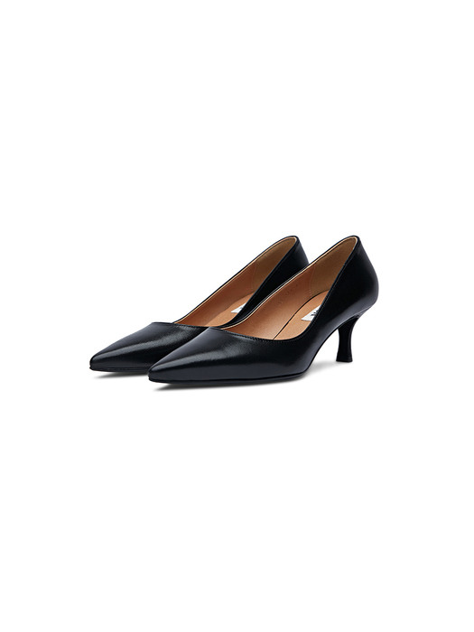 [리퍼브][240] Heeled leather shoes_black