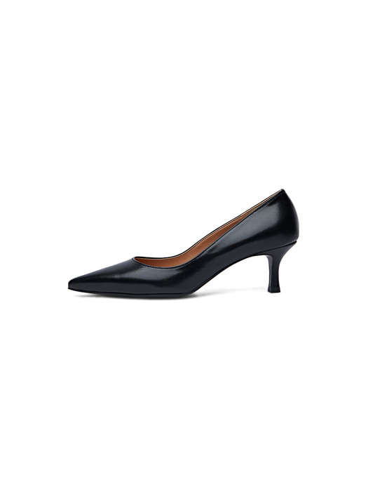 [리퍼브][240] Heeled leather shoes_black