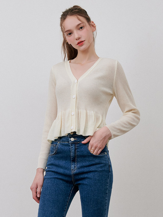WIDE SHIRRING CARDIGAN / 2COLOR