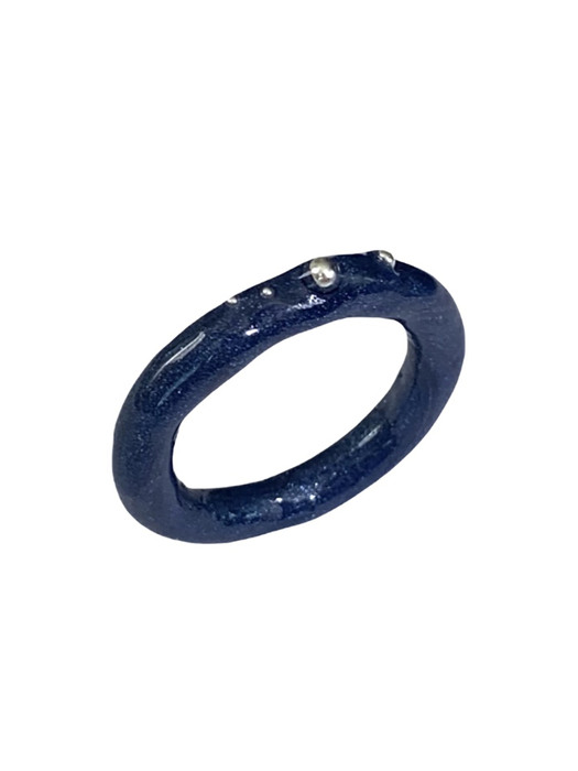 silver ball point ring_navy