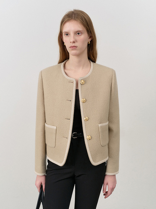 CLASSIC BOUCLE TWEED JACKET CREAM BEIGE_UDJA4C204I1