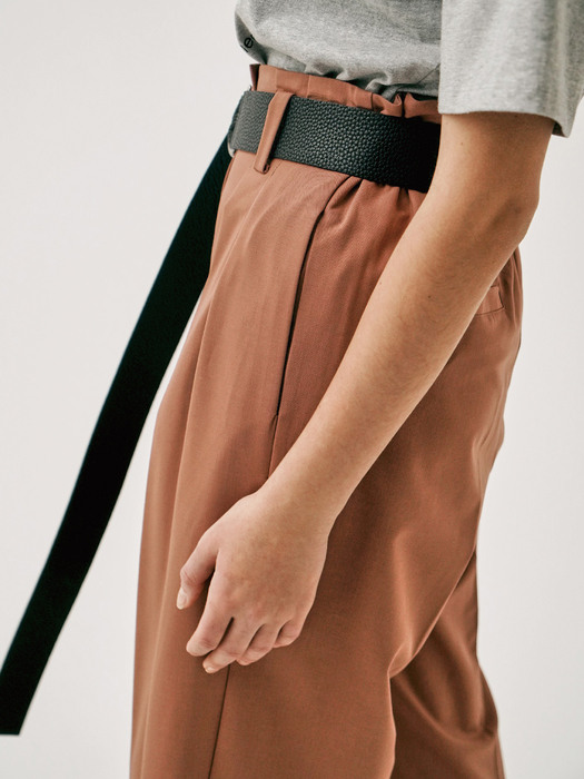 BELTED SEMI WIDE TROUSERS - PINK