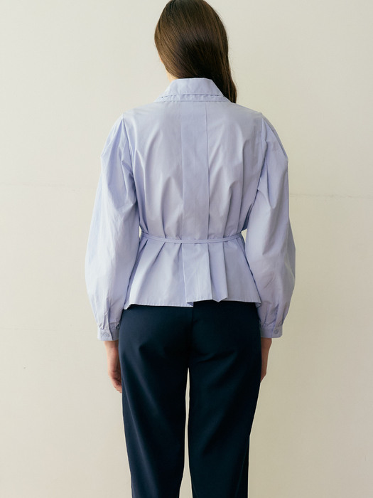 monts 1351 double collar pleated blouse (sky blue)