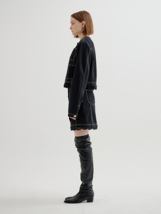 TUTU Laced Denim Mini Skirt - Black