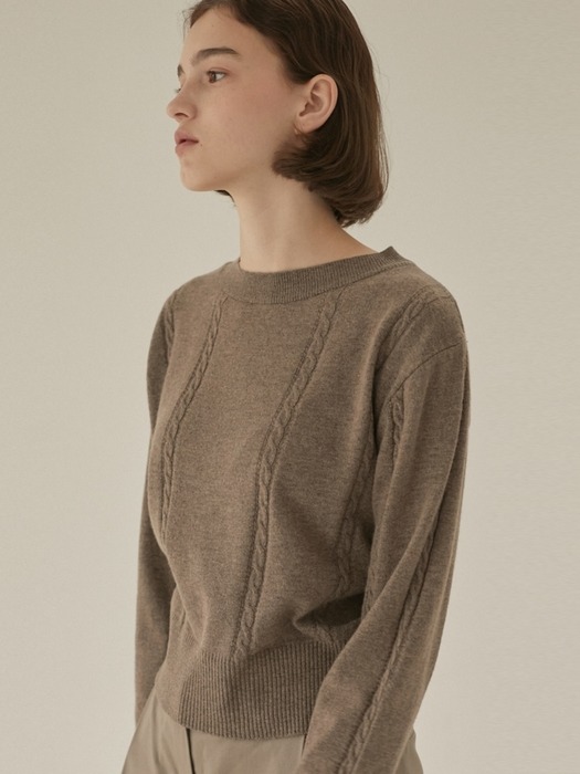 Cabled Pullover Crop Knit 3 Color