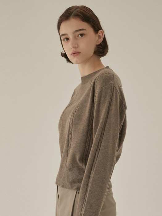 Cabled Pullover Crop Knit 3 Color