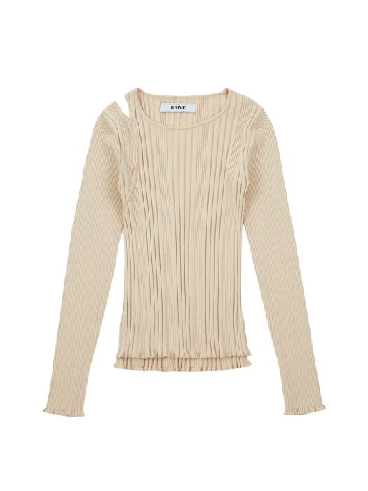 Shoulder Cut-Out Knit in Beige VK1AP150-91