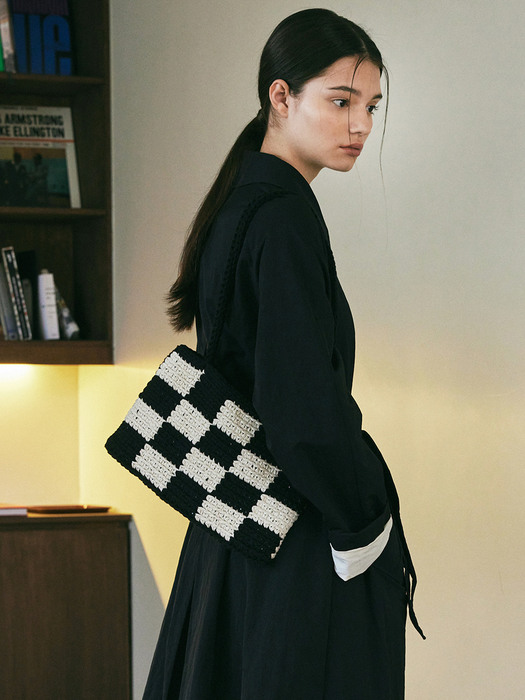 Checker Knit Bag_BK