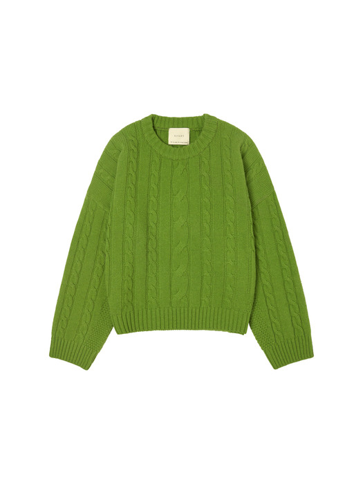 SKN 2015 Extra Fine Wool Cable Knit_Yellow green