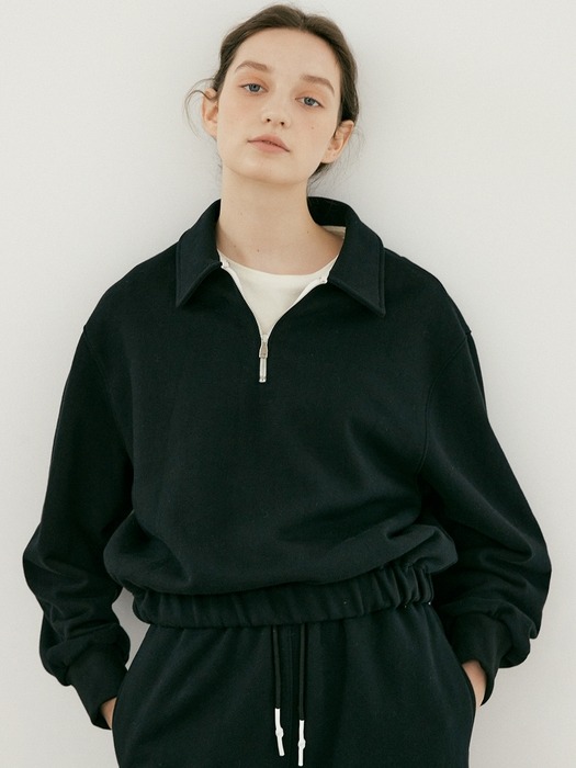 half zip-up sweatshirt (black)
