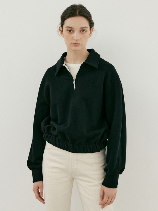 half zip-up sweatshirt (black)