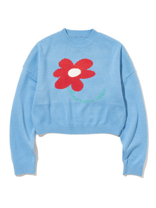 Flower Balloon-fit Pullover [BLUE]