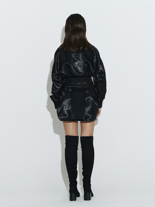 The Boss Satin Long Shirts [Black]