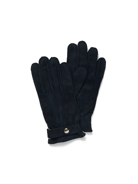 Belt Suede Gloves For Men_Navy