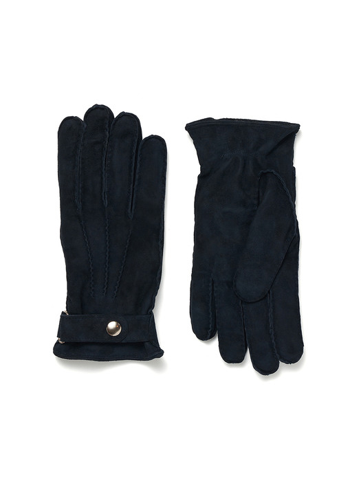 Belt Suede Gloves For Men_Navy