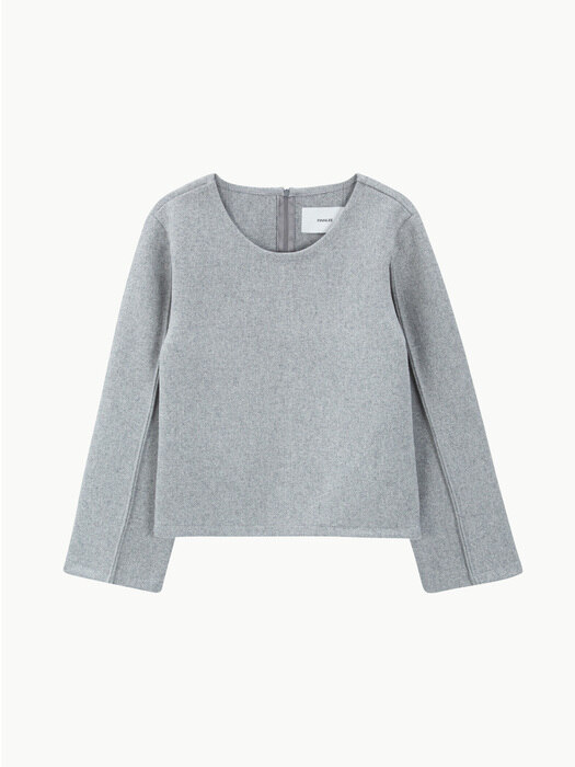 Wool Rolled Arm Top (GRAY)