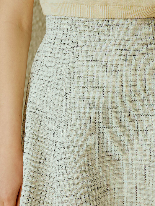 Classic tweed flare skirt (ivory)