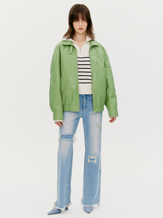 AIR WASHED BOMBER JACKET, GREEN