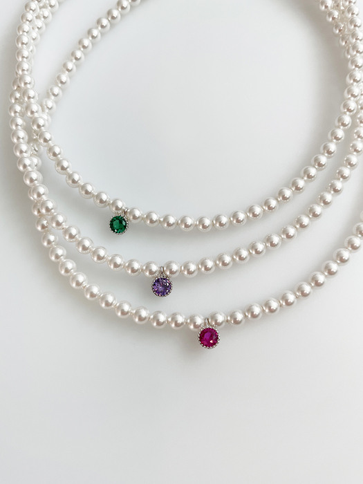 PETITE Color Crystal Pearl Necklace