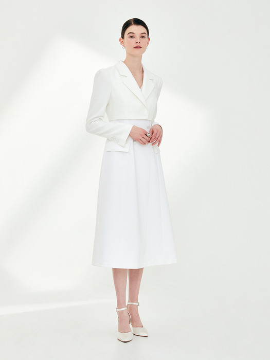AVERY Jacket layered A-line dress (Ivory)
