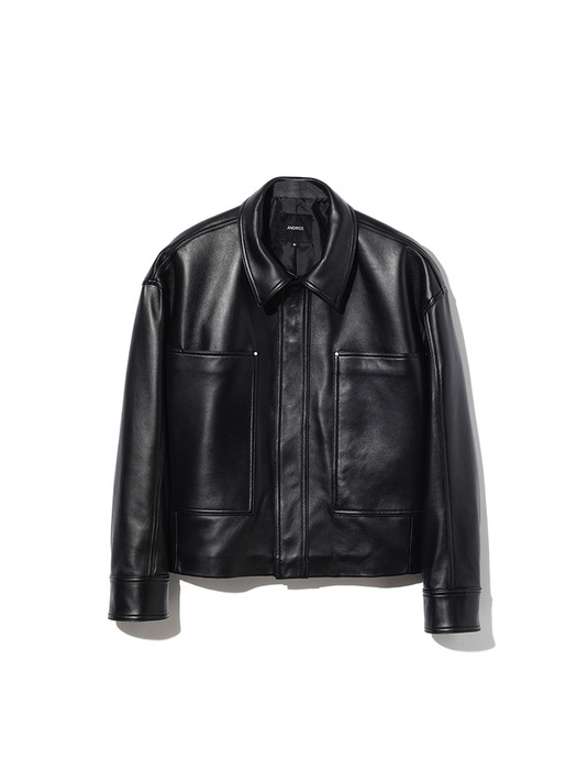 Crop Leather Jacket (Black)
