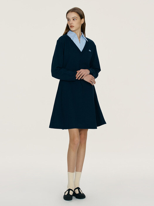 [N]DIAMOND HEAD Shirt layered dress (Navy)