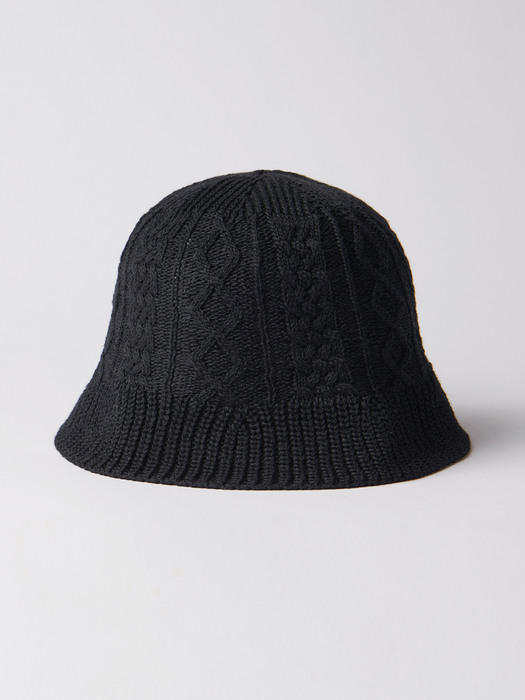 Blooming Knit Bucket Hat (Black)