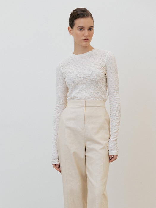 wrinkle cropped top (ivory)