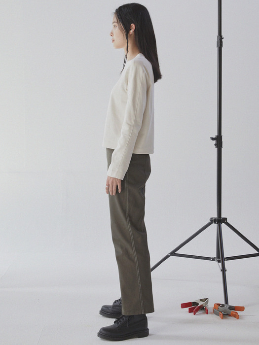 line pointed twill pants _ khaki