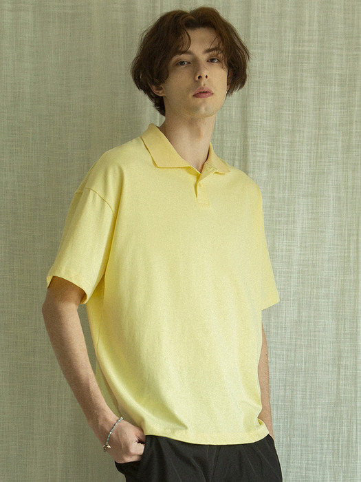 TA-155 Holiday collar T-shirt_Lemon yellow