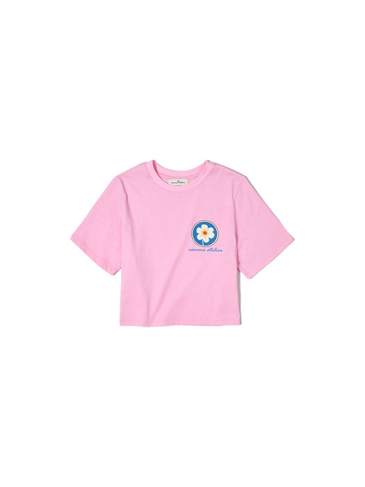 A3425 Crop flower T-shirt_Pink