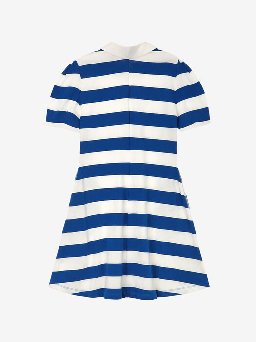 [N]POLOLU V-neck collar stripe short dress (Blue)