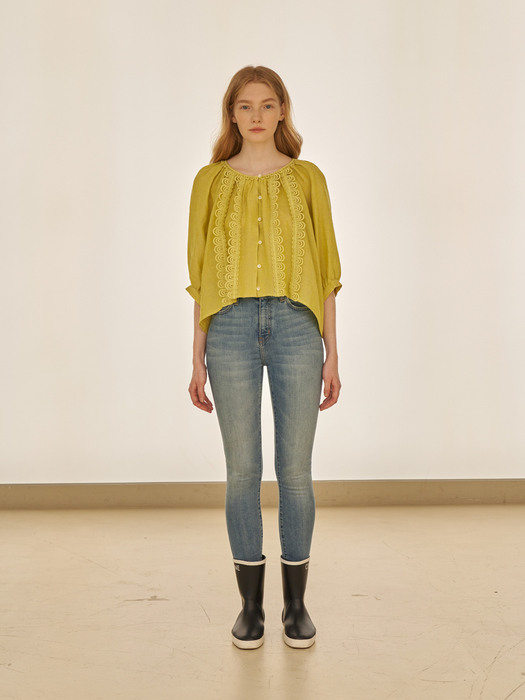 Linen lace blouse (Lemon)