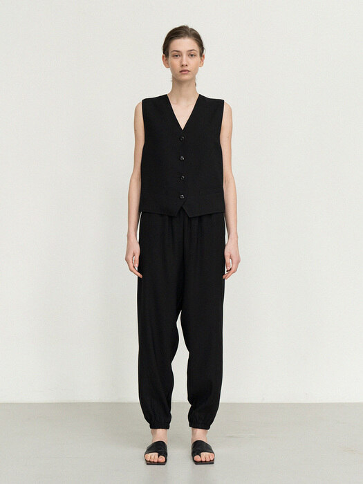 [리퍼브] bamboo button vest (black)