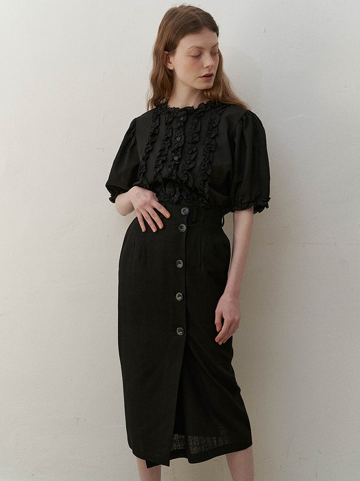 Neutral linen skirt (black)