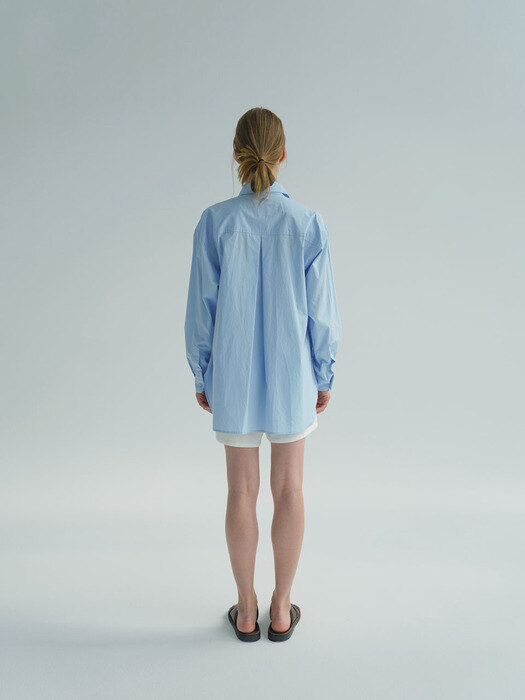 PINTUCK OVER-FIT SHIRTS - SKY BLUE