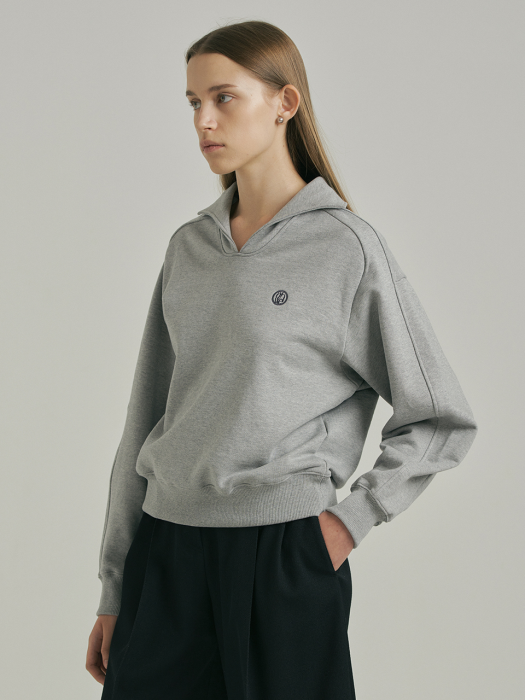 Open Collared Sweatshirt_MISTY GREY