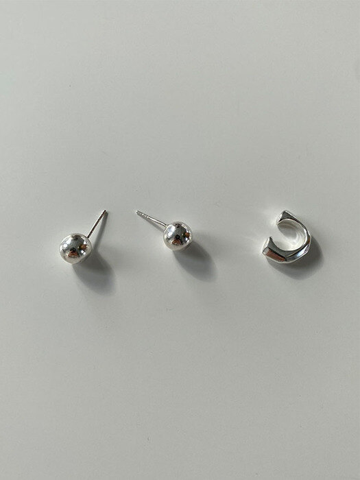 [set][925 silver] dur earcuff + dodu ball earring