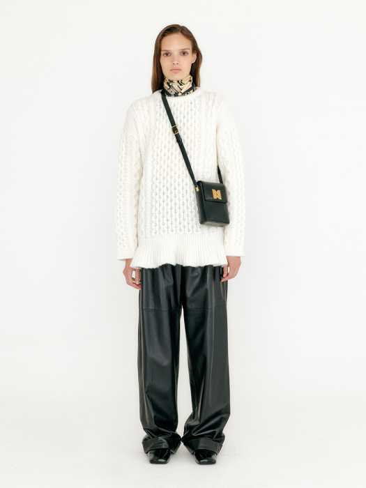 VLARE Flared Cable Pullover - Ivory