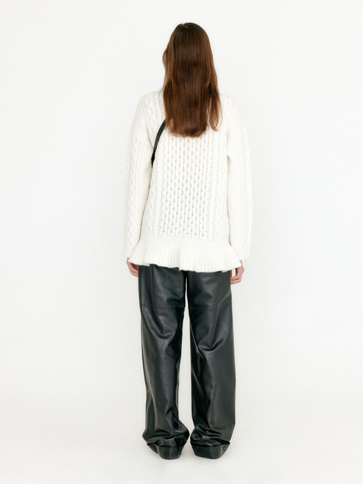 VLARE Flared Cable Pullover - Ivory