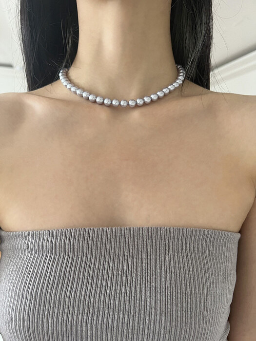 [925silver] Grey pearl necklace