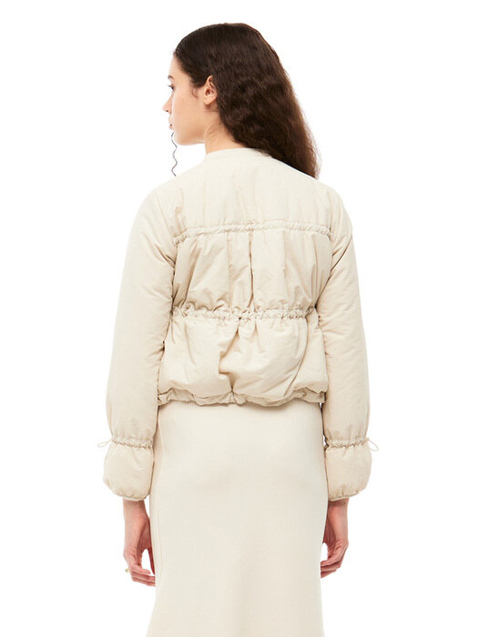 Lovel Shirring Padded Jacket_Pearled Ivory