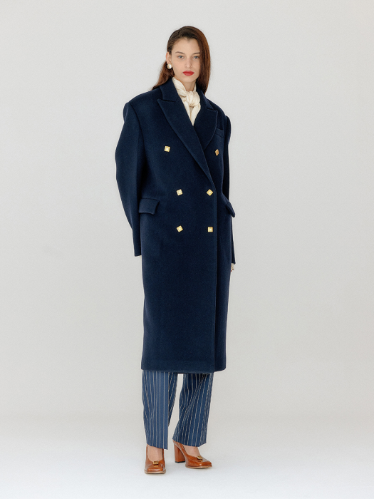 VELONA Oversized Long Coat - Navy