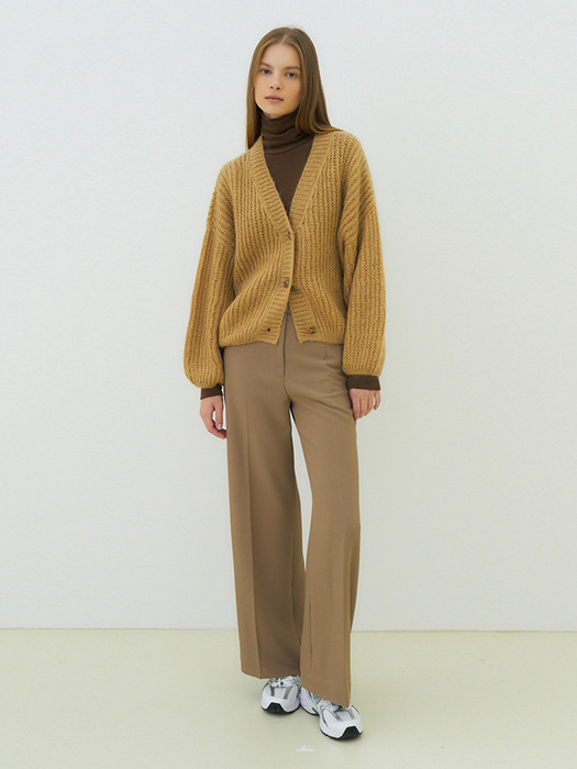 Mohair volume knit cardigan (camel)